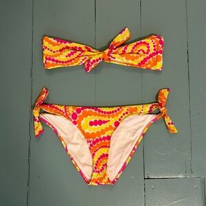 Milly circle dot bikini size large pink and orange